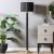 Nicholas Metal Floor Lamp With Black Shade, E27 Socket, Gold Base