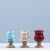 Set Of 3 Crackled Hurricane 12.7Cm Teal Red Amber 1351