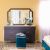 Charlotte Dresser with Mirror and Stool - Walnut / Teal Green / Golden