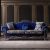 Hurrem 3 Seater Fabric Sofa - Royal Blue / Antique Gold