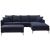 Elton Reversible Fabric Corner Sofa + Ottoman - Navy Blue / Silver