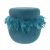 Conde Velvet Pouf with Feather - Blue