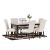 Brody 1+6 Marble Dining Set - Beige / Dark Walnut