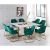 Callista 1+8 Dining Set - Marble White / Sea Green / Glossy Gold