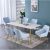 Odette 1+6 Dining Set - Ceramic White / Sky Blue / Brushed Gold