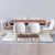 Roma 1+6 Dining Set - Walnut / Beige / Gold