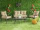 Laura Steel 2+1+1 Sofa - Brown