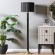 Nicholas Metal Floor Lamp With Black Shade, E27 Socket, Gold Base