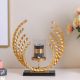 Arianna Bird Feather Candle Holder- Gold & Black