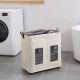 Ss22 Oliver Double Laundry Hamper With 4 Wheels Off White 54.5X35X58 Hcm Fb2011