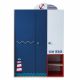 Ocean 3 Door Wardrobe - Natural / Blue / Red