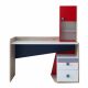 Ocean Study Hutch Desk - Natural / Blue / Red