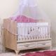 Golden Crib 80x130 with 2 Drawers and Led - Milky White