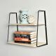 New Ladder 2 Tier Wall Shelf - Black With Natural