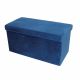 Velvet 76X38X38 Folding Storage Ottoman - Blue