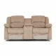 Terrence 2 Seater Fabric Recliner w/ Console and Storage - Light Brown