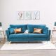 Prague Three Seater Fabric Sofa - Deep Blue