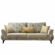 Carmen Three Seater Fabric Sofa - Warm Grey / Mustard