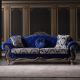 Hurrem 3 Seater Fabric Sofa - Royal Blue / Antique Gold