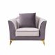 Loretta 1 Seater Fabric Sofa - Light Grey / Dark Grey / Golden