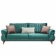 Carmen 3 Seater Fabric Sofa - Emerald / Chocolate