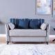 Panama 2 Seater Fabric Sofa - Light Grey / Dark Blue