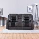 Thessaly 2 Seater Leatherette Recliner - Blanche Grey / Black