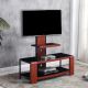 Kian Glass TV Stand - Mahogany/Black