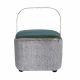 Santi Fur Pouf with Iron handle - Blue