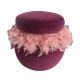 Conde Velvet Pouf with Feather - Pink