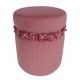 Sansa Velvet Pouf with Flower - Pink