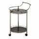 Emman 2 Tier Round Serving Trolley - Tempered Black Glass / Silver