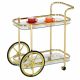 Raven 2 Tier Serving Trolley - Steel Brass / Clear Glass