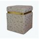Harrag Fabric Ottoman - White / Gold