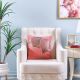 Alaina 100% Cotton Slub With Pu Leather Laser Cutting Cushion Rose 45X45 Cm Dhsf/004