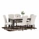Brody 1+6 Marble Dining Set - Beige / Dark Walnut