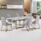 V2 Florence 1+6 Dining Set - White Marble / Taupe / Golden