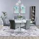 Cara 1+6 Dining Set - HG White / Grey / Steel