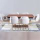 Roma 1+6 Dining Set - Walnut / Beige / Gold