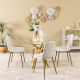 Mantra 1+4 Dining Set-White / Golden / Glass