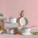 Ss22 Elite 8 Pc Cookware Set Ivory -Fry Pan 26Cm,Sauce Pot 16Cm,Grill Pan 24Cm,Crepe Pan 28Cm,Wok 30Cm,Glass Lid 30Cm,Casserole 28Cm,Lid 28Cm,A100
