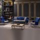 Hurrem 3+1+1 Fabric Sofa - Royal Blue / Antique Gold
